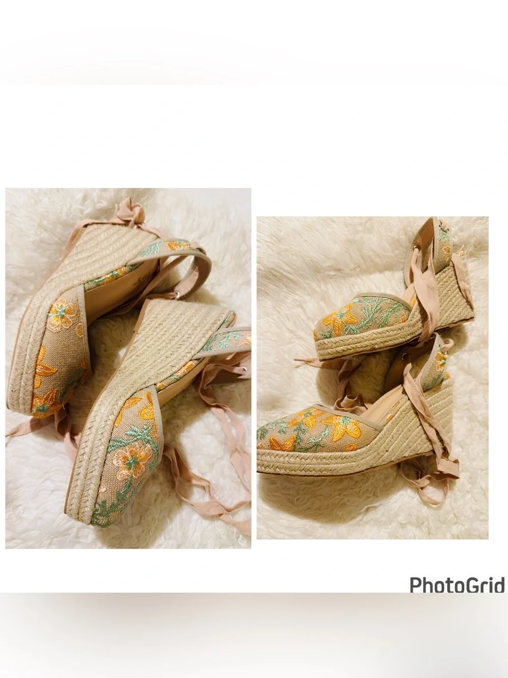 LULU’s Embroidered Espadrille Wedge Sandals 8 NIB